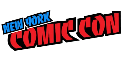 New York Comic Con logo with "New York" in blue text and "Comic Con" in bold red letters outlined in black on a white background.
