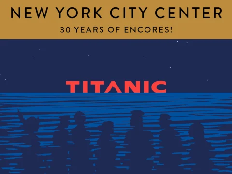 Titanic key art (the night sky above the ocean with shadows of people in it).