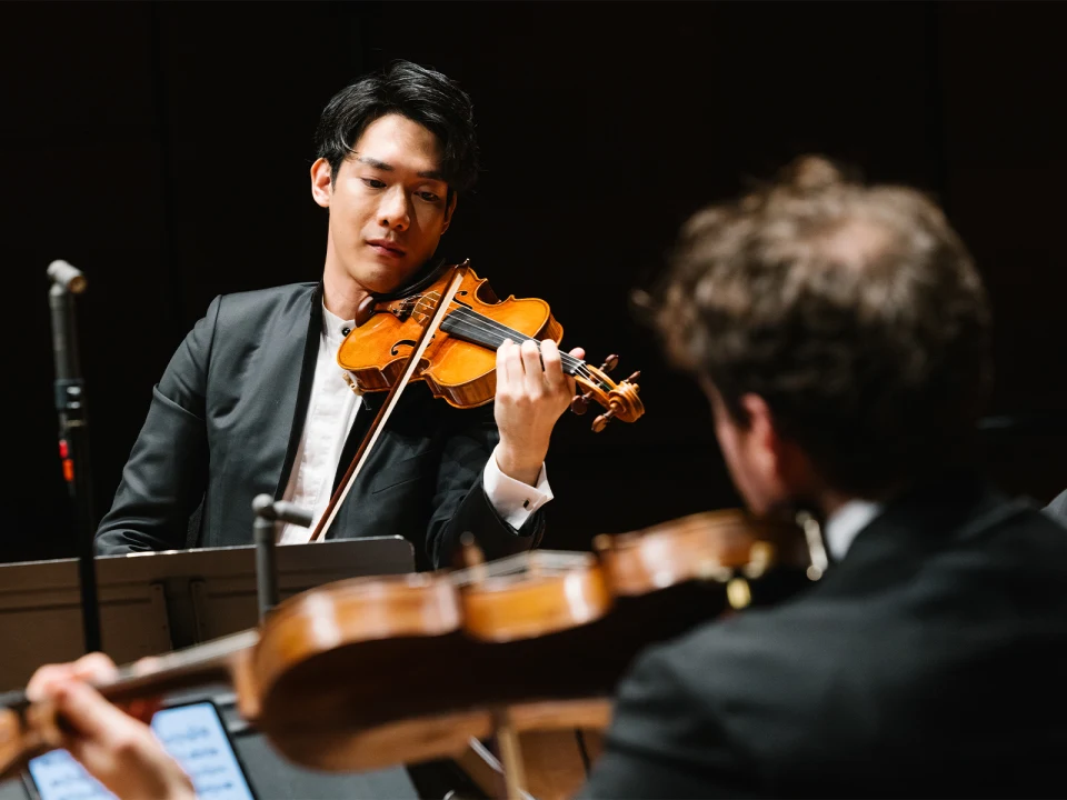 Production photo of Chamber Music Society of Lincoln Center: Elgar's Quintet in New York.