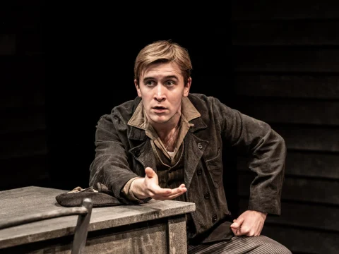 Production photograph of A View From the Bridge in London, featuring Callum Scott Howells as Rodolpho