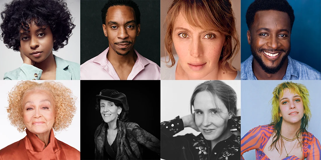 A grid of eight headshot portraits featuring a diverse group of four women and four men of different ages and backgrounds, all facing the camera.