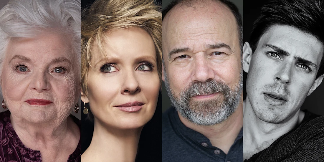 Four people are shown in individual portrait photos side by side, each looking toward the camera with neutral or thoughtful expressions.