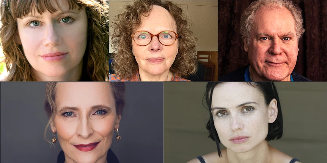 A collage of five adults, three women and two men, each shown from the shoulders up, facing the camera with neutral expressions.