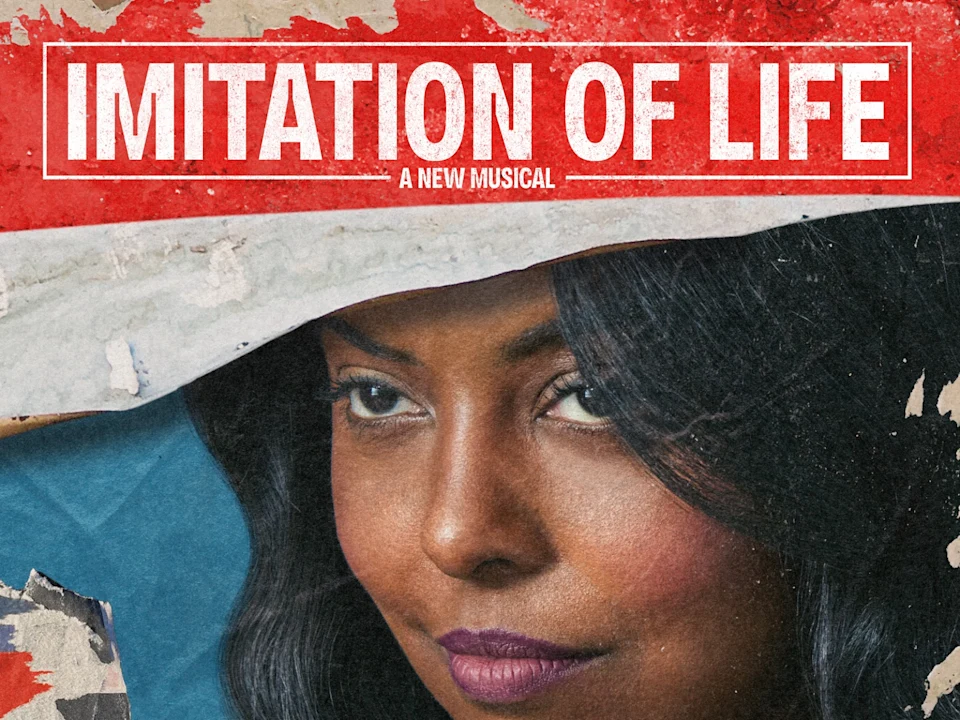 Poster for the musical “Imitation of Life” featuring a close-up portrait of a woman.