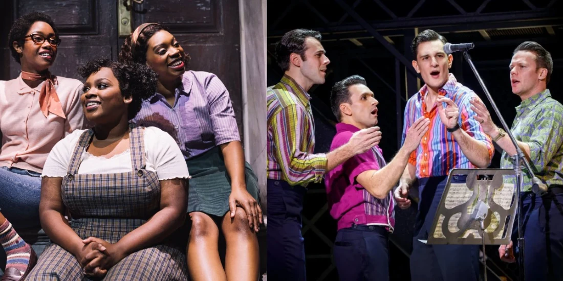 Photo credit: Cast of Little Shop of Horrors and Jersey Boys (Photos by Emilio Madrid-Kuser and Joan Marcus)