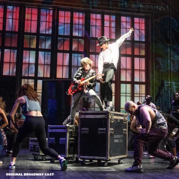 Production image of MJ The Musical on Broadway, starring Miles Frost as Michael Jackson and ensemble cast.