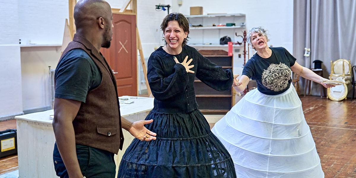 OH, MARY! 1200 LT Rehearsals. Giles Terera, Mason Alexander Park and Kate O-Donnell. Photo Manuel Harlan