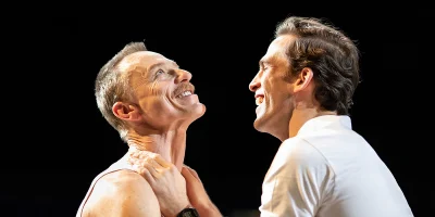 Photo credit: Ben Daniels and Dino Fetscher in The Normal Heart (Photo by Helen Maybanks)