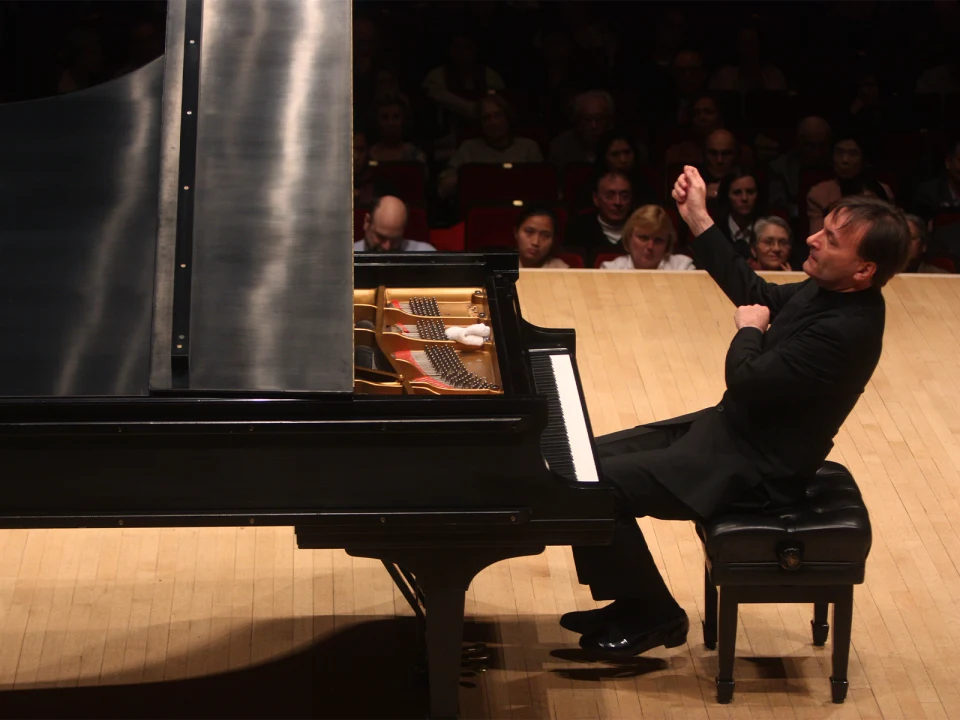 Production shot of Chamber Music Society of Lincoln Center: An Evening with Sir Stephen Hough in New York.