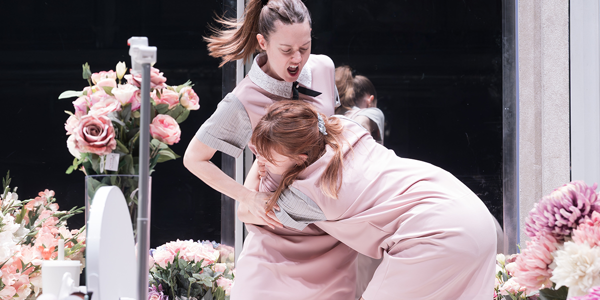 Lydia Wilson and Phia Saban 1200 LT in THE MAIDS - Donmar Warehouse - photo by Marc Brenner