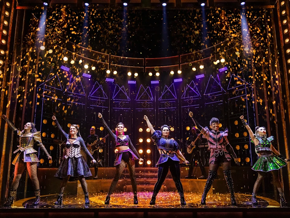 Production shot of Six in London featuring the company.