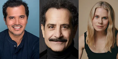 A man with dark curly hair and a blue shirt, a man with a mustache and black turtleneck, and a woman with long blonde hair and a black top, each in portrait-style photos.