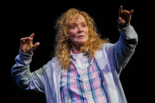 Production shot of Call Me Izzy in New York, with Jean Smart as Izzy.