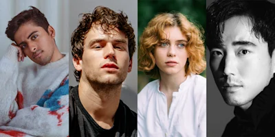 A composite image showing four people of diverse backgrounds, each facing the camera in separate portrait shots.