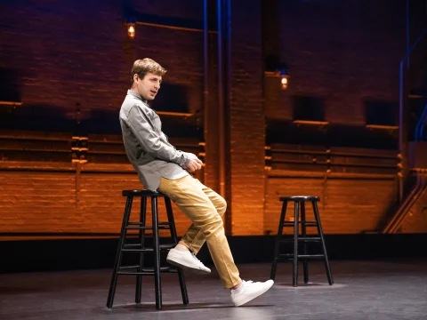 Production shot of Alex Edelman's "Just for Us" in DC, with Alex Edelman