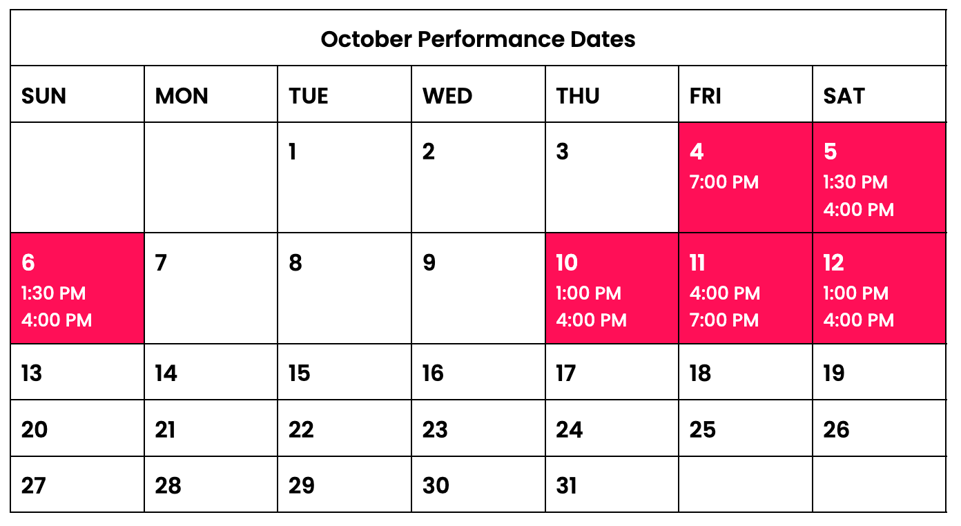 October Performance Dates Whitney