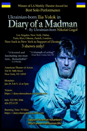 Diary of a Madman- An absolute must-see! Fevered and fascinating solo turn! Tickets