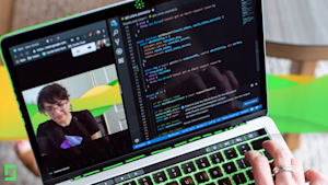 Secure video conferencing tool comparison laptop with person doing remote work