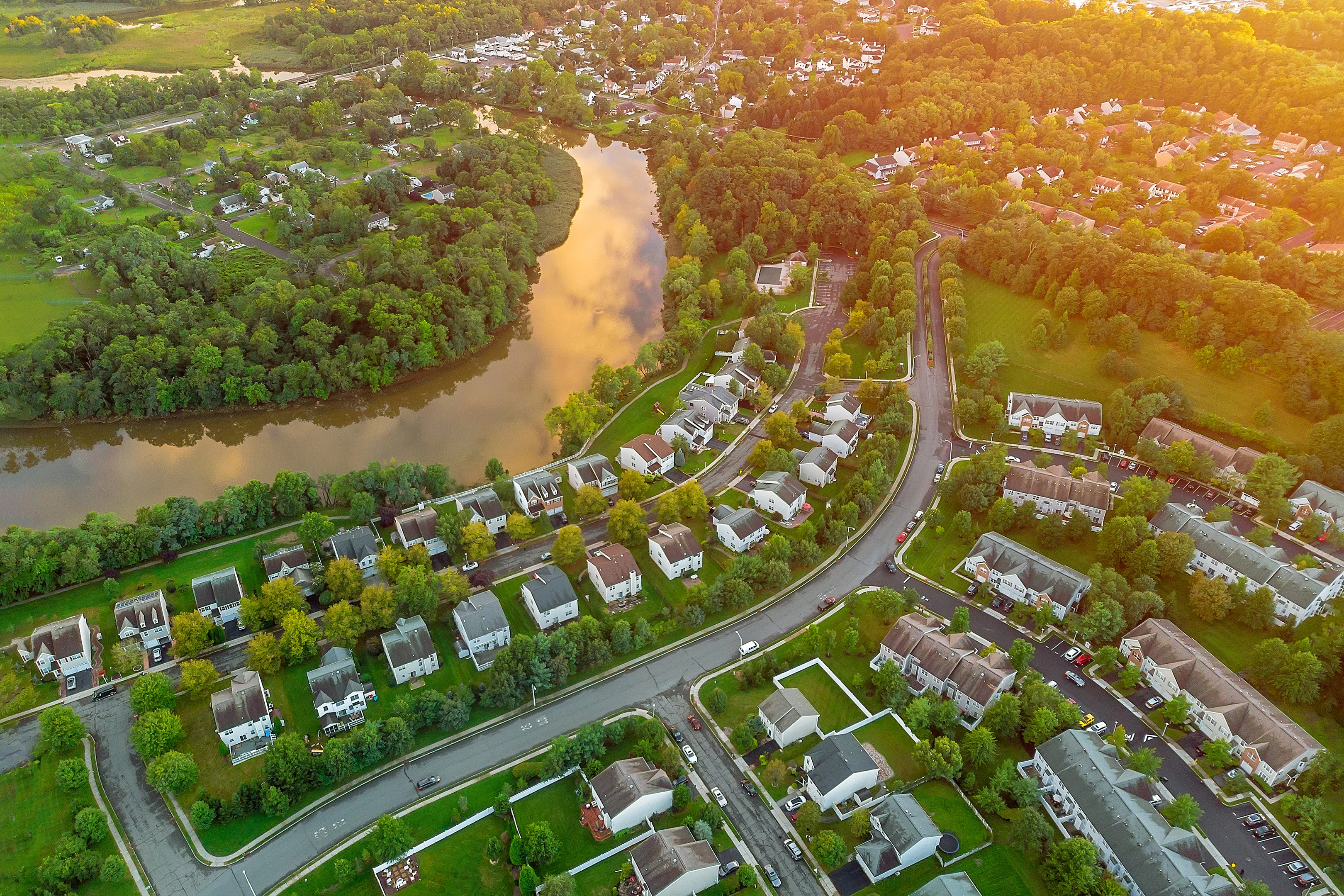 Neighborhood at sunset