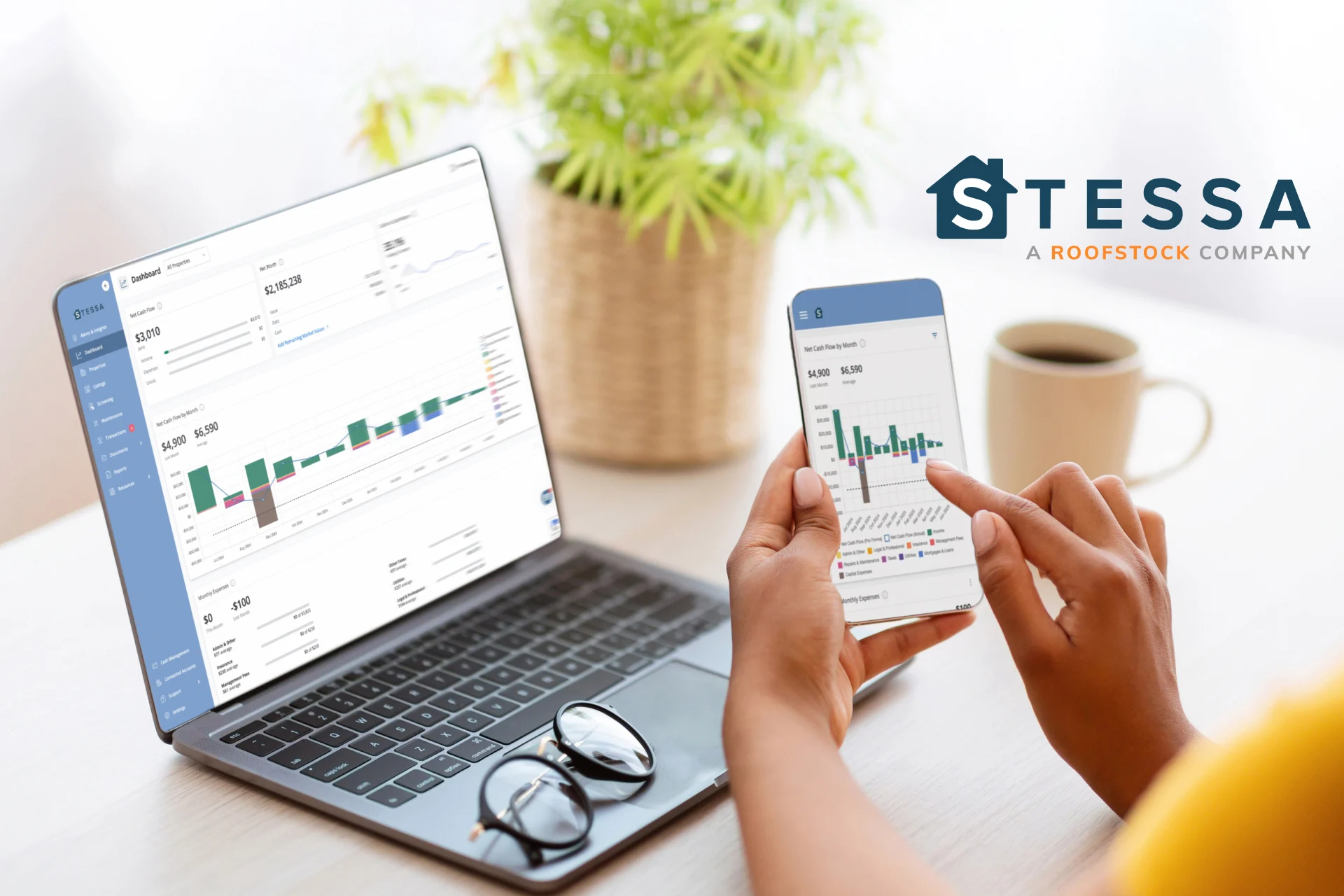 Person Using Stessa on Computer and Phone