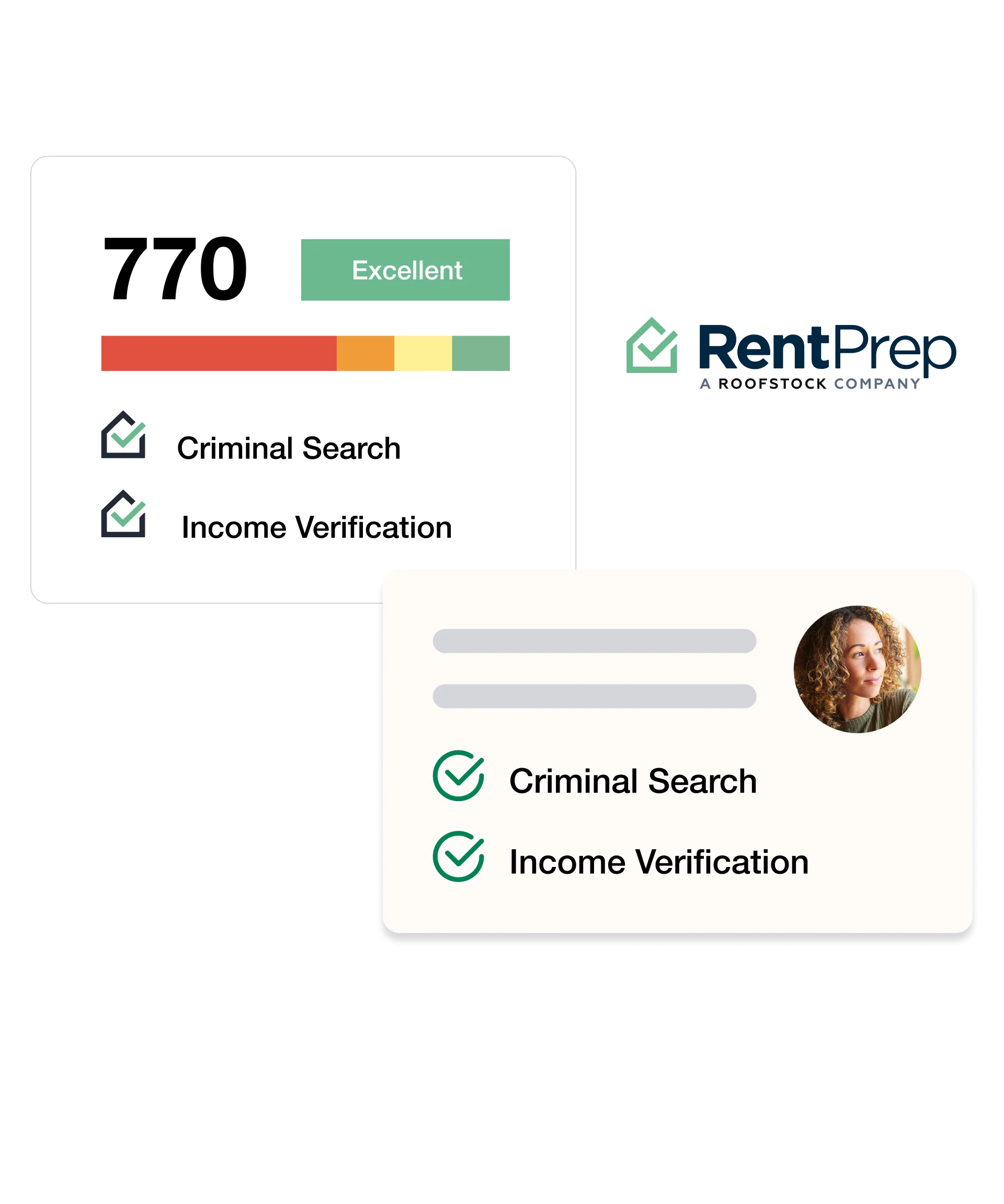 RentPrep logo and screening cards