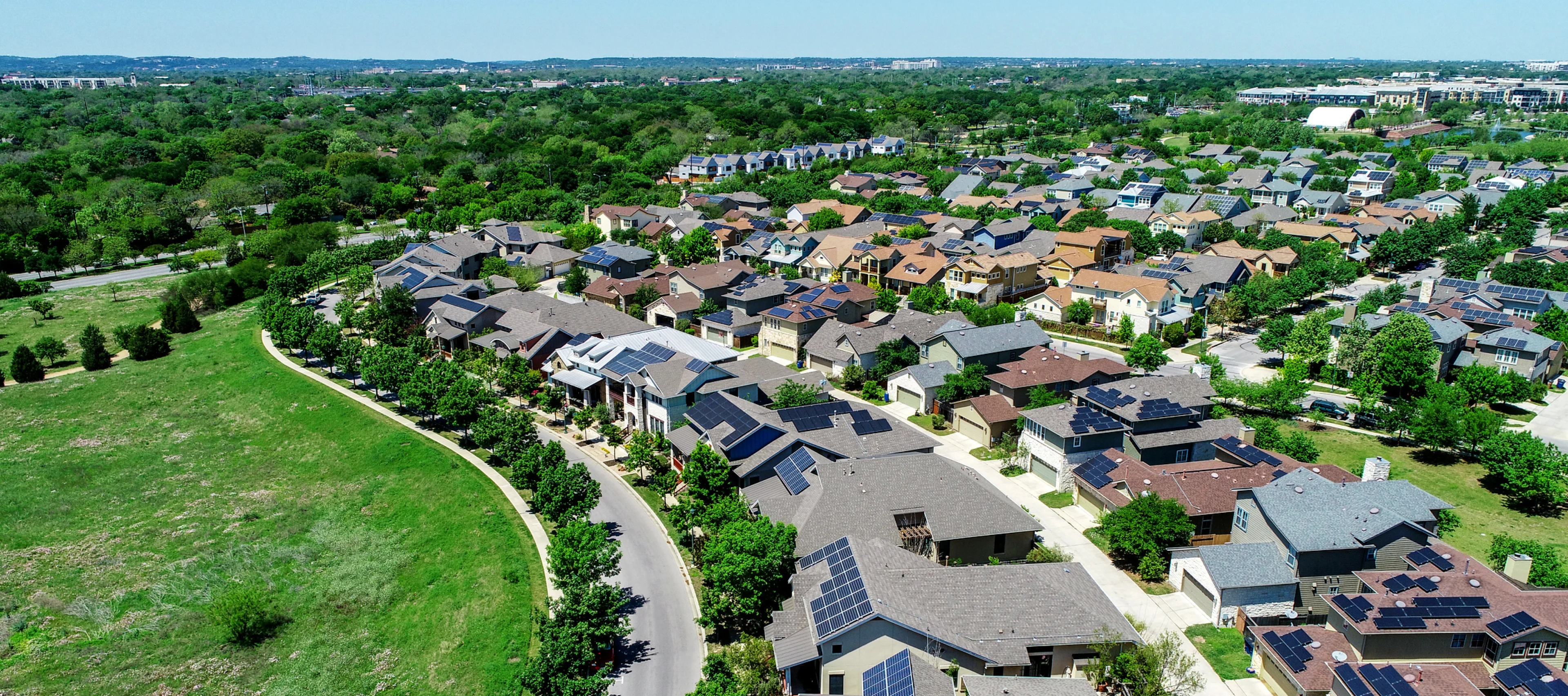 Austin neighborhood with solar panels