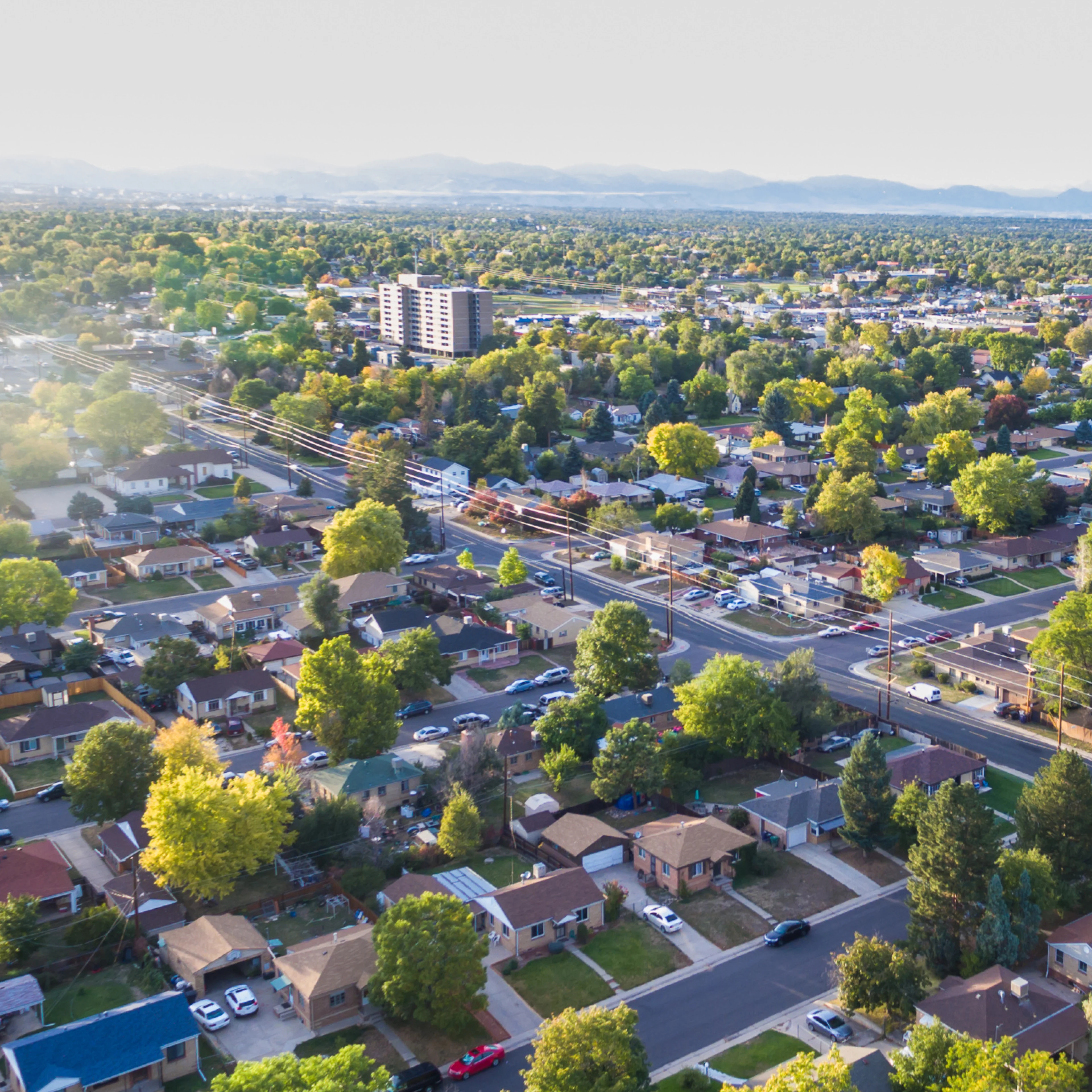 Aerial view of homes