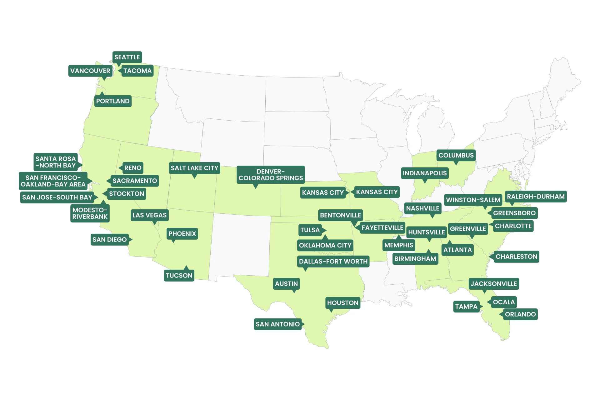 Mynd markets across the United States