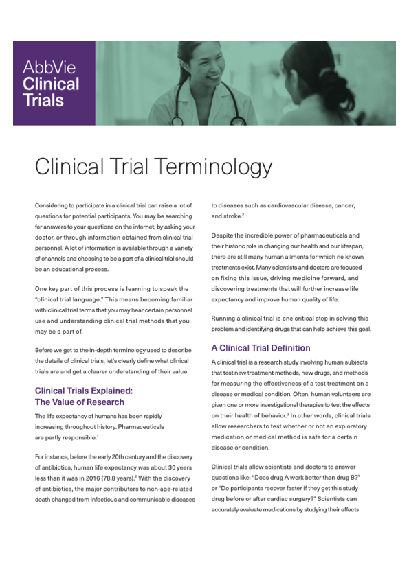 CLINICAL TRIAL TERMINOLOGY - LEARN MORE image