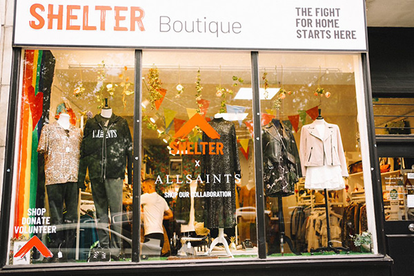 Shelter's King's Cross boutique, showing a collaboration with AllSaints.