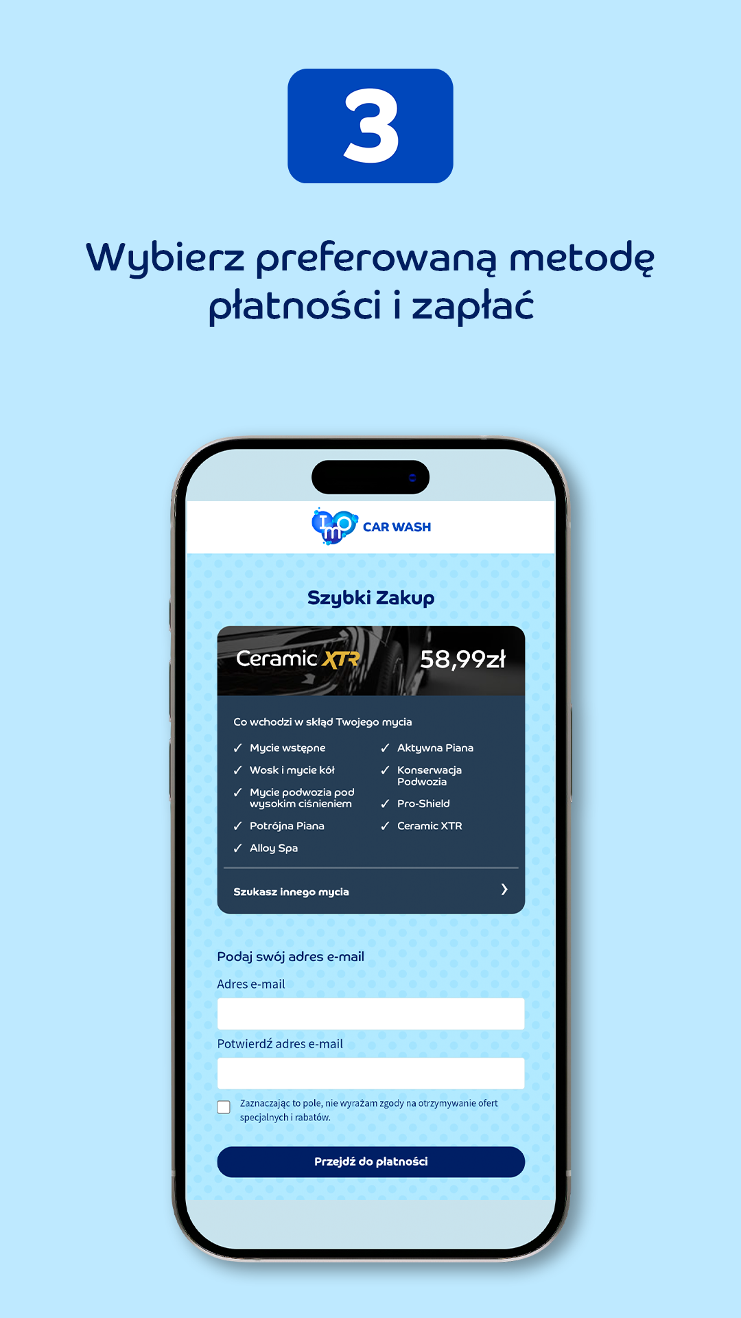 Krok 3: Wybierz preferowaną metodę płatności i zapłać