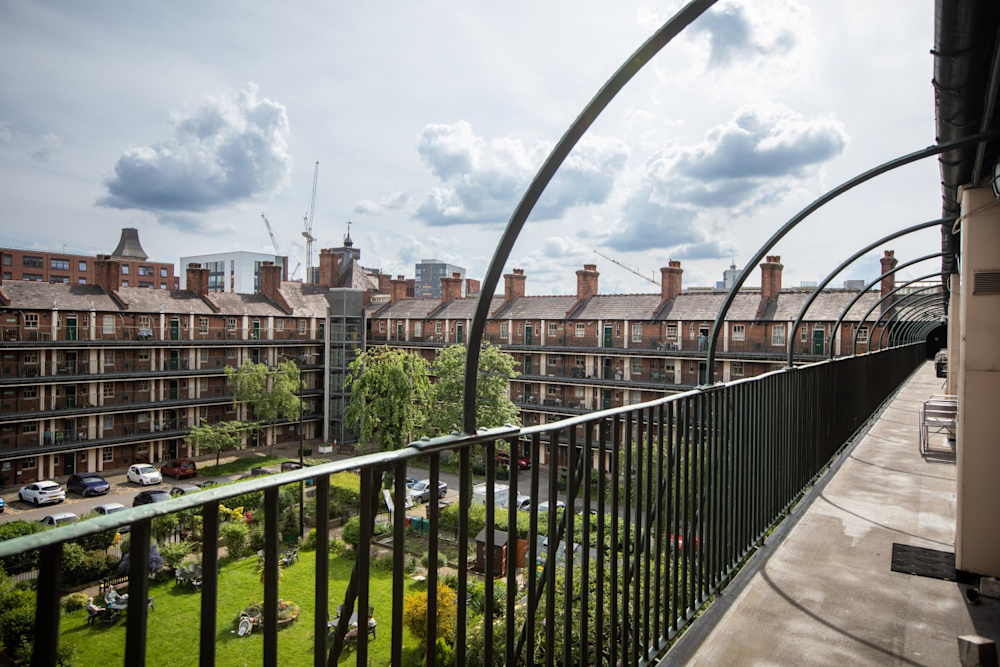 Social housing: view from a balcony.