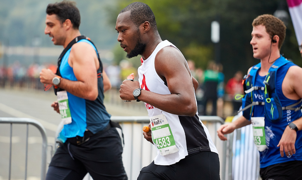 Runners side by side at the Royal Parks Half Marathon
