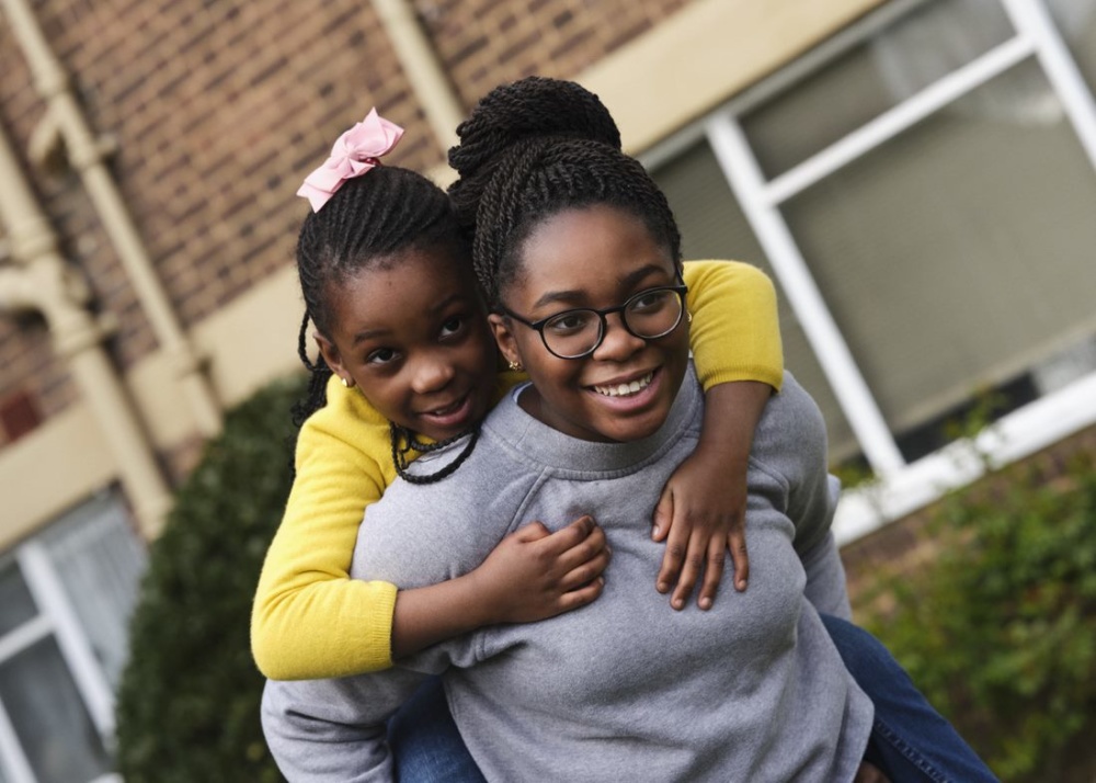 Two girls playing.