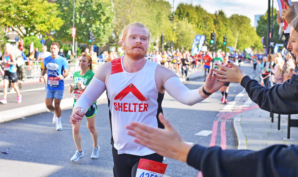Man running in the London marathon