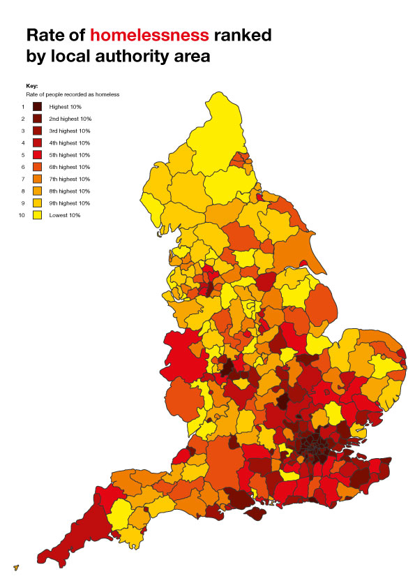 Heat map shows homelessness rates in each LHA