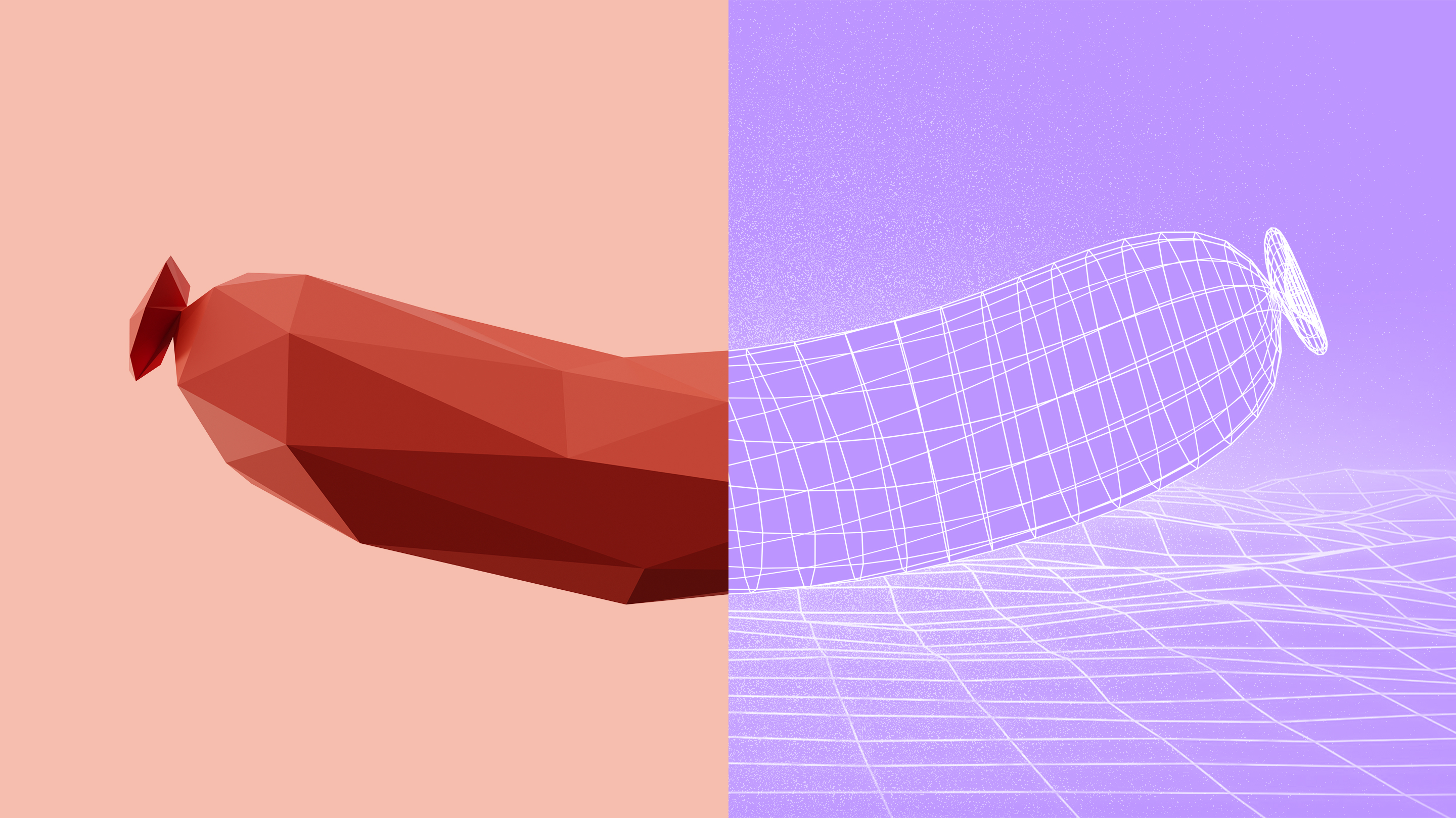 Abstract graphic "sausage" in 3D on metaverse theme on denkwerk's blog.