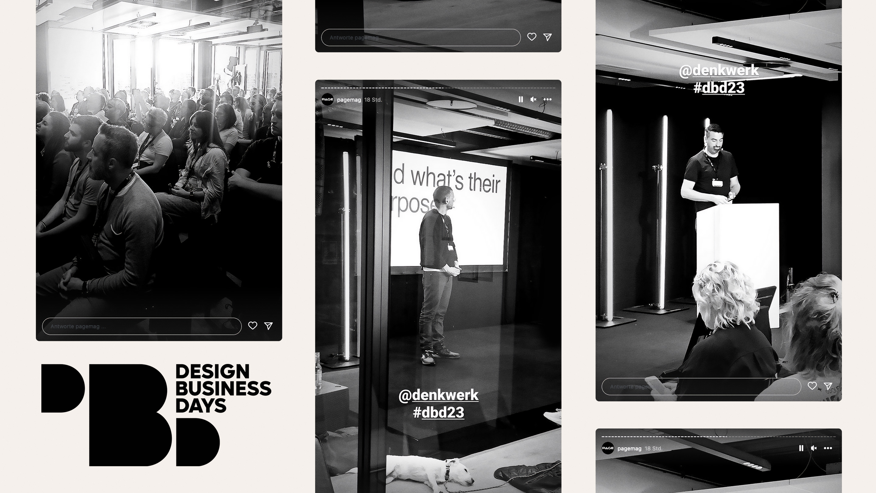 denkwerk on Stage: Christoph Faschian und Christian Leuenhagen sprechen auf der Main Stage bei den Design Business Days in Hamburg. - Bilder: Page Magazine/Instagram Stories