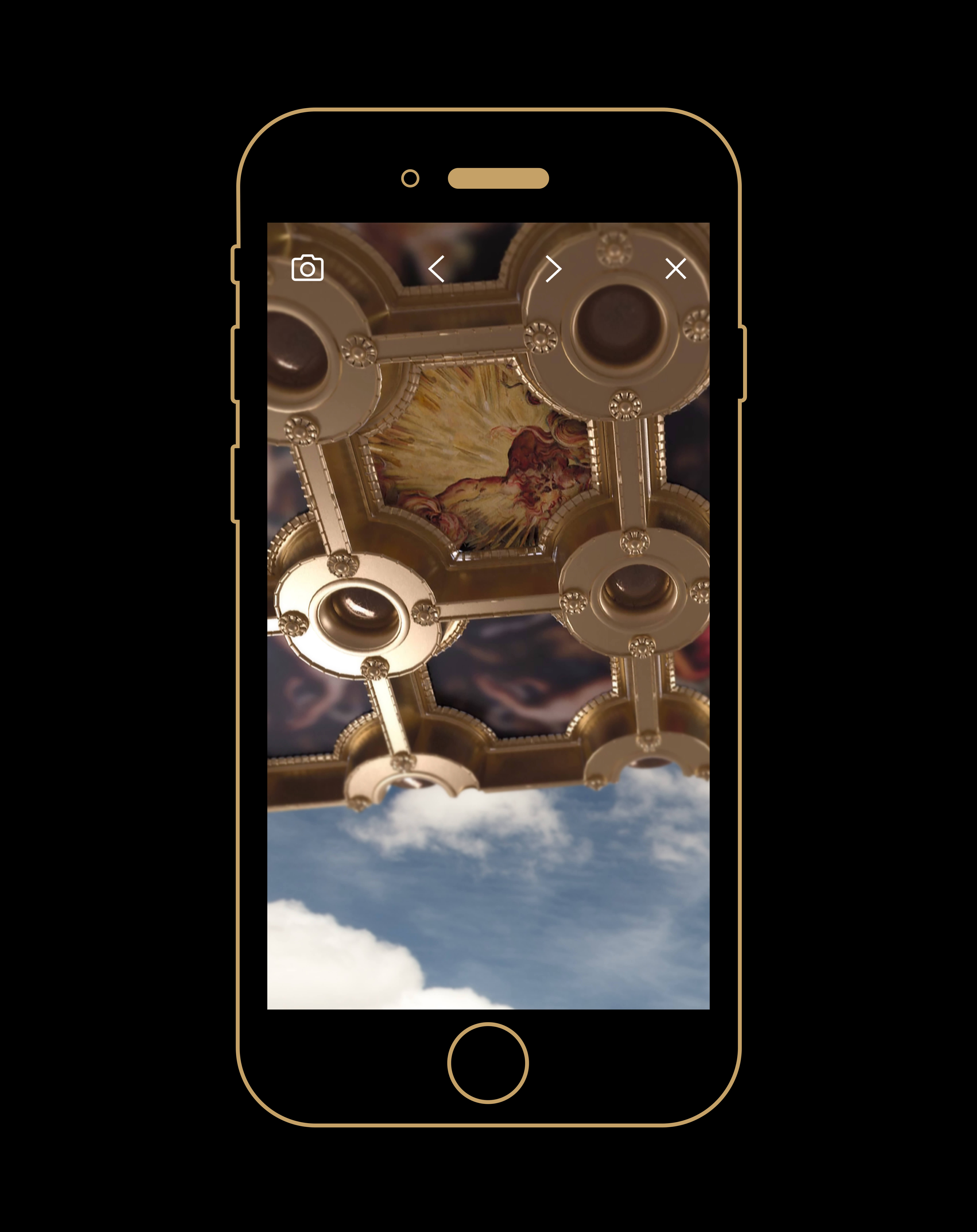 Aus der App Tintoretto2Go: „Jupiter und Semele“ – Rekonstruktion des Deckengemäldes mit AR-Technik