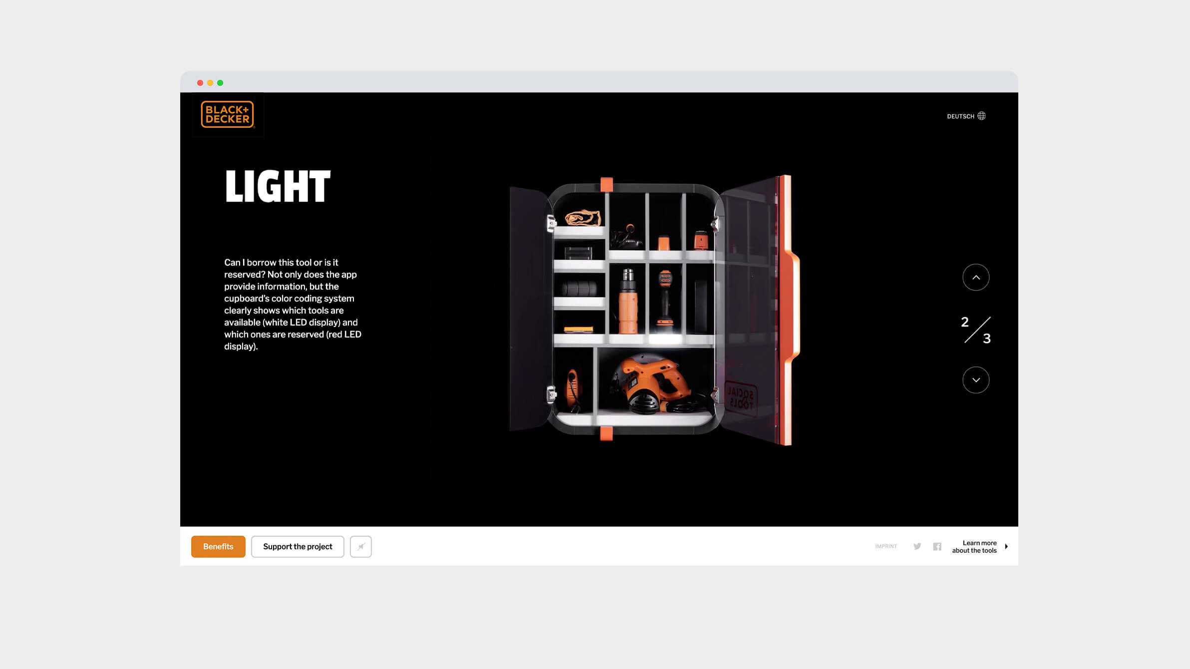 The website accompanying the Black and Decker Social Tools