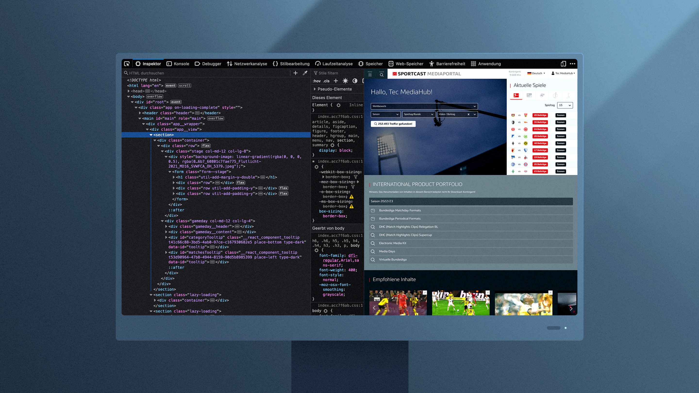 Budget win: denkwerk technically kicks for DFL German Football League (Deutsche Fussball Liga) - Screenshot Code and Platform