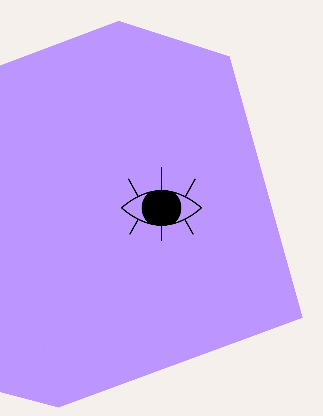 Graphic representation of a polygon with an open eye - tscheck.in by denkwerk