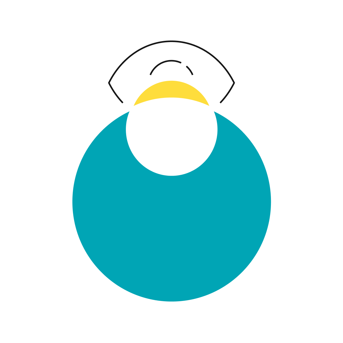 Illustration: Person vor einem Bildschirm von oben - oder ein Auge im Querschnitt. Barrierefreiheitsstärkungsgesetz denkwerk