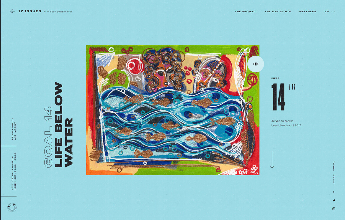 17 pictures by Leon Löwentraut on a worldwide touring exhibition - and interactive by denkwerk for the YOU Foundation