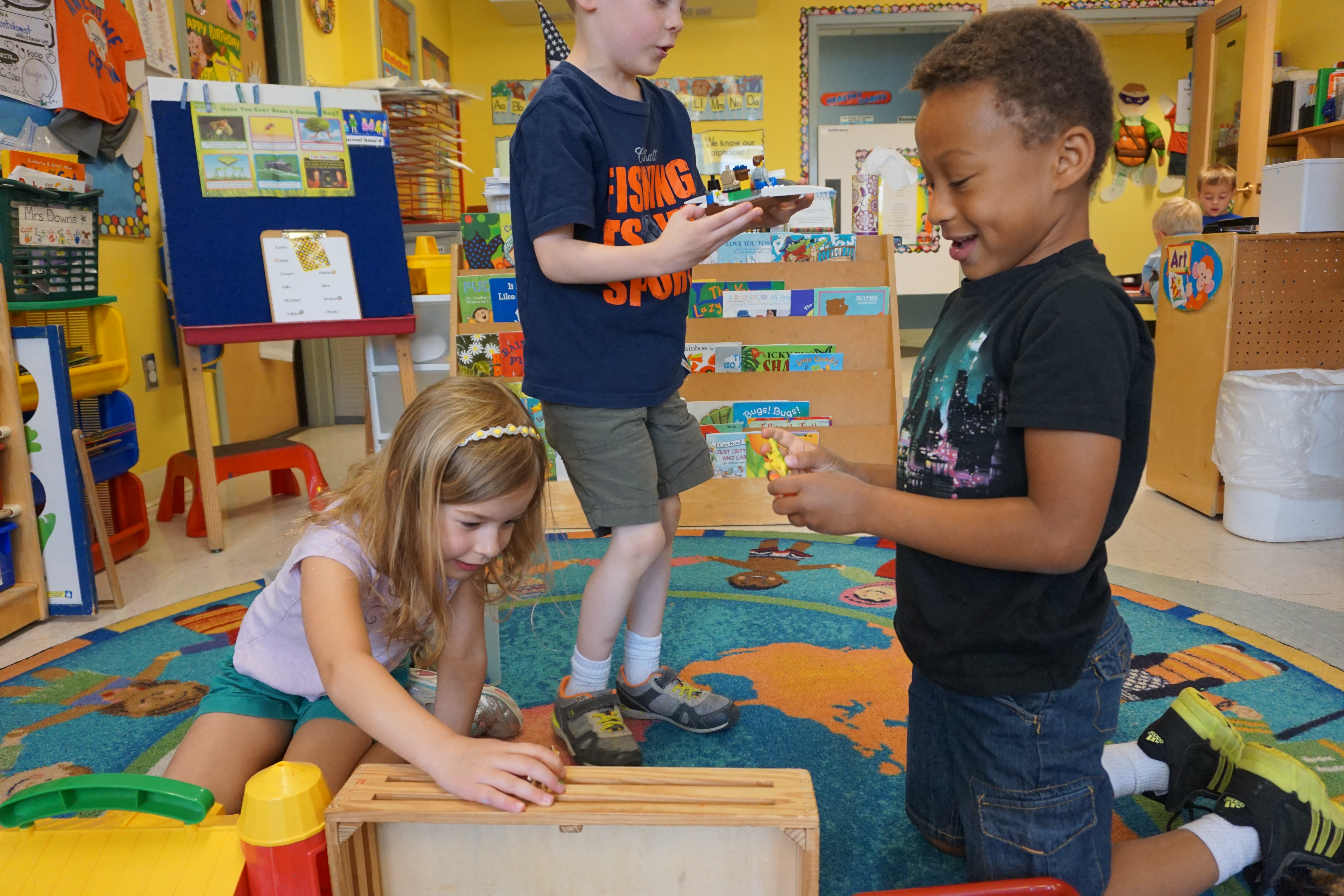 kids playing with toys inside