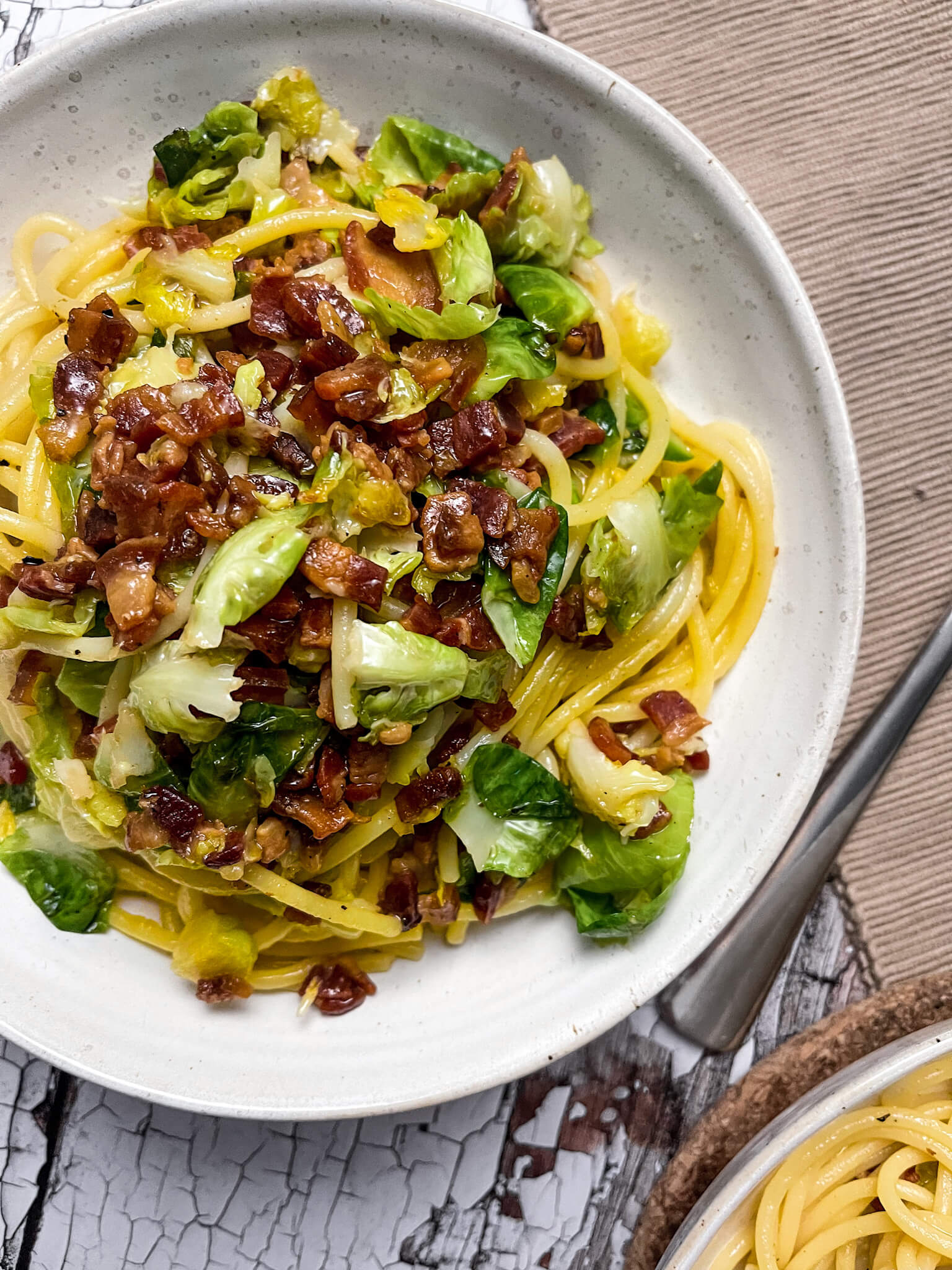 Bacon & Brussel Sprout Spaghetti In Good Taste