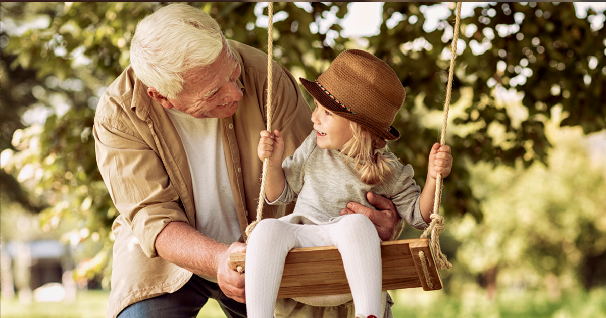 Grandfather and granddaughter spending time together.