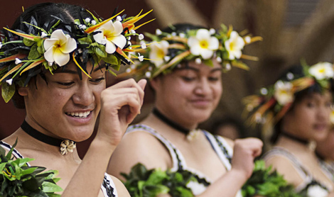 Nukulaelae Tuvalu Group performs at Pacific Arts Fono 2017. Photo by Raymond Sagapolutele.