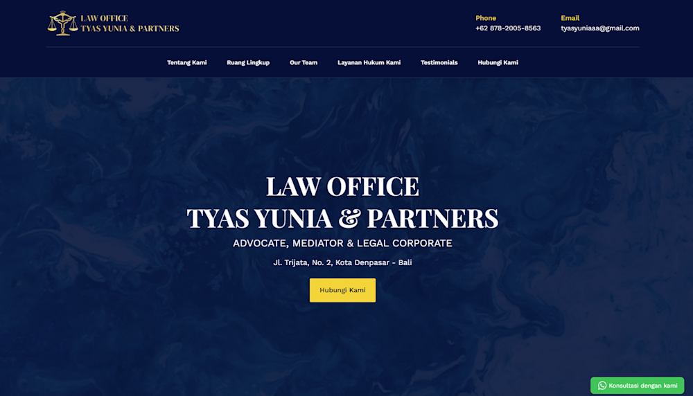 Tyas Yunia & Partners Website screenshot