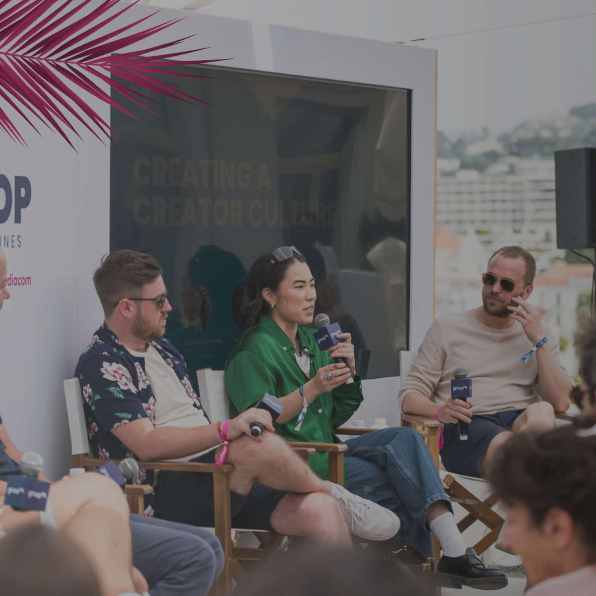 An image of the creator culture panel delivering a session for EssenceMediacom at Cannes on the GroupM rooftop